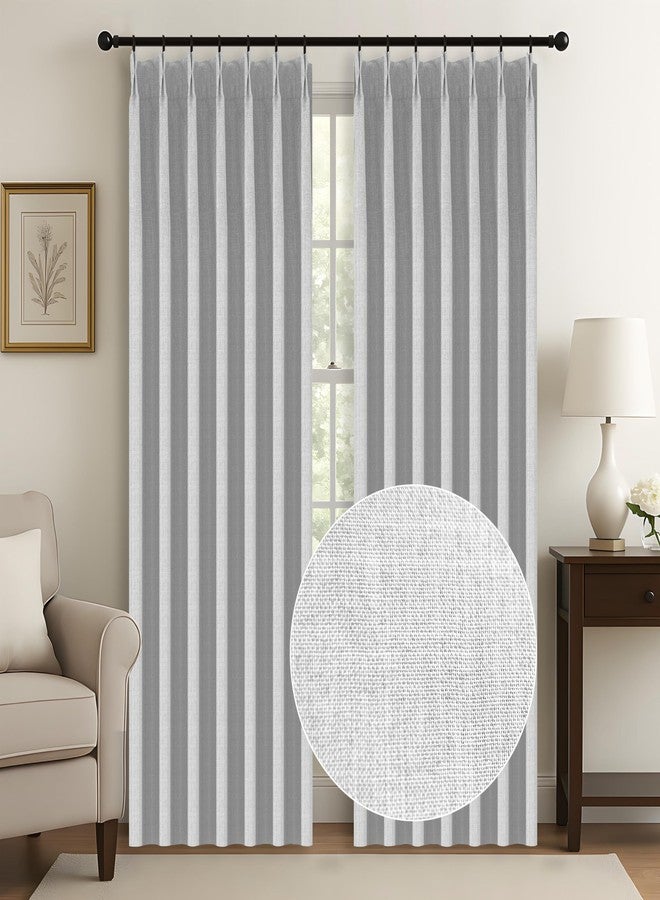 WdFour 42x63 Inch Blackout Curtains - Thermal Insulated Pinch Pleated Drapes, 100% Light Blocking, Extra Long Back Tab Panels for Bedroom & Living Room, Pack of 2 (Greyish White) - Image 2
